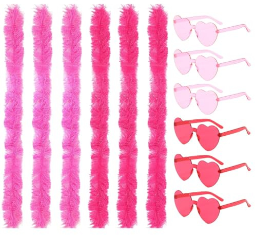 DXPETA 12Pcs Feather Boa, Pink Feather Boas Multipack for Party Decorations, Costume Accessories, Wedding and Holiday Celebrations