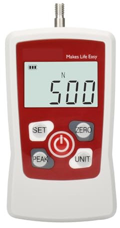 Medidor de fuerza digital de 500 N, 50 kg, 110 lb y 1800 oz, medidor de fuerza de empuje y tracción portátil con pantalla LCD retroiluminada tomática y apagado tomático Medición de unidades múltiples