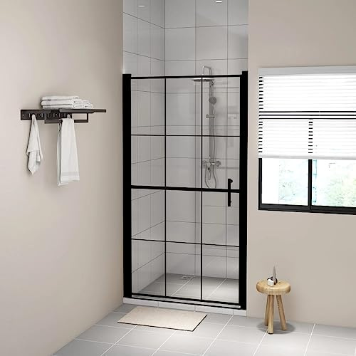 Generic Duschdörr, Modern Industriell Badrumsdörr, Lätt Att Rengöra, Justerbar Ram, Premiummaterial, Kalifornien Förslag 65, 38.2 -39.4 X 70.1 svart