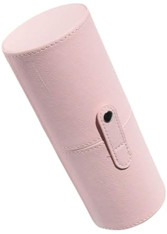 MOTHNUR Portapennelli per Trucco in PU Rosa Contenitore Cilindrico Portatile per Strumenti Cosmetici Secchiello Organizer per Pennelli da Viaggio e Uso Domestico