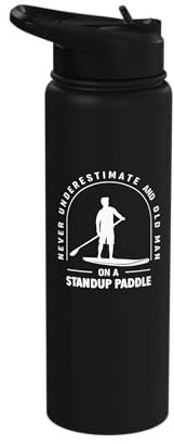 Old Man Paddling Paddle Standup Paddling Grandpa Kayak Stainless Steel Insulated Water Bottle