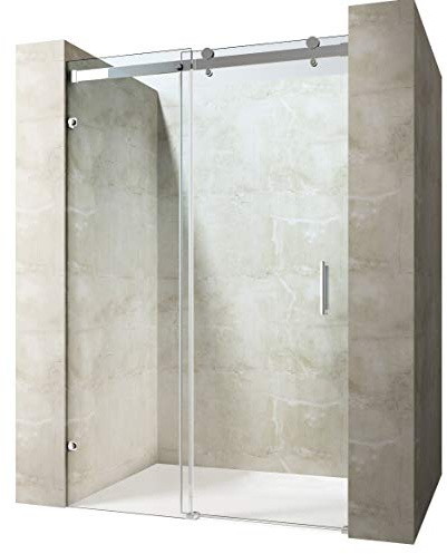 Durovin Bathrooms 1000mm Frameless Shower Door Bathroom Shower Cubicle - 8mm Thick Transparent Safety Glass - Side Aluminium Bracket Mount