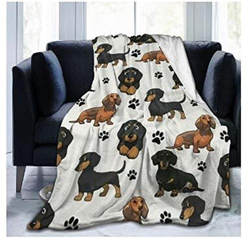 Chickwin Cuddly Fluffy Blanket - 120 x 150 cm Flannel Fleece Blanket for Dachshund Lovers - Soft and Warm Couch Bedspread