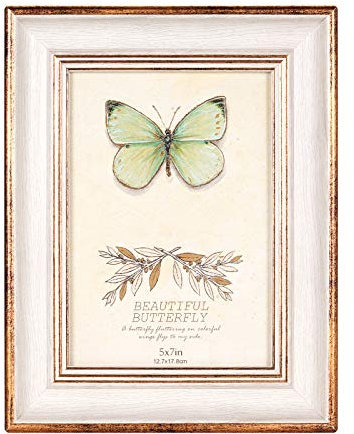 Vintage Photo Frame 5x7 White 13x18cm Ornate Picture Frames Thick Edge for Desk and Wall Wedding Unique Gifts