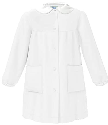 Siggi Group Happy School Tablier d'école primaire pour enfant et fille sans broderie, en coton, avec boutons ou fermeture éclair, blanc et bleu