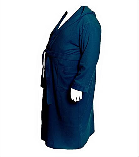 Accappatoio Vestaglia Con Cappuccio Spugna 100% Cotone Taglie Forti Calibrato (Blu, 6 XL girovita 190 Cm)