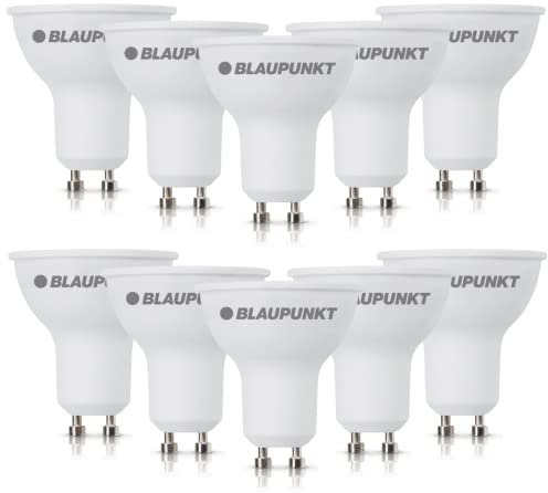 Blaupunkt Ampoule LED GU10 – Spot – Éclairages pour Pièces – 5W – Remplacement de 50W – Blanc Chaud 2700K – 450 lumens – Lampe Économe en Énergie et en Coûts – Lot de 10