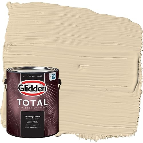Glidden Total Exterior Paint & Primer All-in-One, Almond Cream/Beige, Flat, 1 Gallon