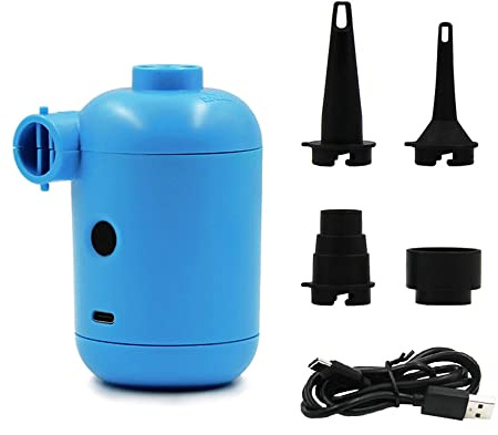 Namvo elektrisk luftpump, bärbar USB mini elektriska luftpumpar Camping Snabb uppblåsning och tömning med 4 uppblåsningsmunstycken för madrass, pool, utomhuspool, uppblåsbar båt
