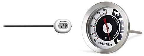 Salter Instant Read Thermometer & Kitchen Analogue Meat Thermometer, Easy Read Food Probe, Cooking, 1 Degree Precision, 50-100C Measurement Range + Ideal Temperature Measure Gauge