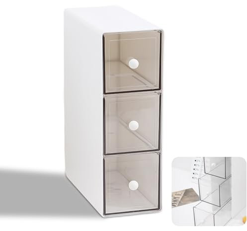 HOMURY Boîte à Thé Avec 3 Tiroirs : Organiseur de Cuisine Pour Coiffeuse, Sachets de Thé, Dosettes de Café, Sucre (Transparent, 23 x 17 x 8 cm)