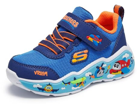 Skechers John Deere x Adventure Track Robuste pour garçon, Textile Bleu Marine synthétique avec Bordure Orange, 9 UK Child