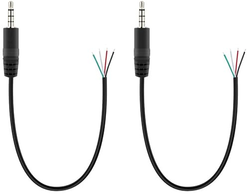 Greluma 2 St 3,5 mm hankontakt till bar tråd öppen ände,30 cm TRRS 4 polig stereo 1/8 3,5 mm pluggkontakt Ljudkabel för reparation av hörlurar/headset/hörlurar/mikrofonkabel