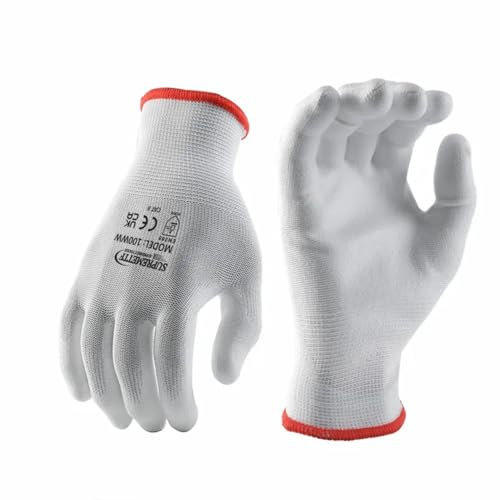 TOKHA SAFETY 24 Pairs 100WW PU Coated Work Gloves with Grip polyurethane Coated for Men Women Warehouse Mechanic Gardening (Small (Size 7))