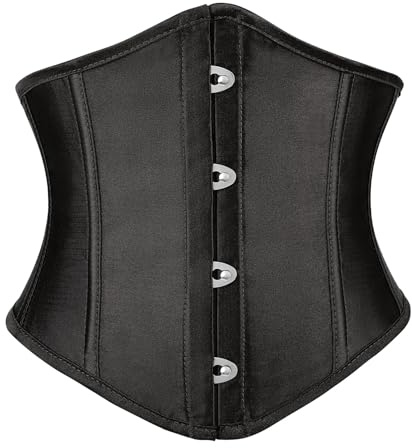 JASGOOD Black Corset Belt for Women Underbust Fishbone Lace Up Corset Wide Waist Corsets Renaissance Pirate Belt Halloween Cosplay Corsets