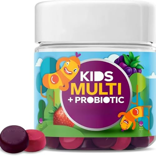 Multivitamin- och probiotiska gummin för barn, smaksatt med bärfruktpunch