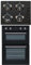 SIA 60cm Built In Double Electric Fan Oven & 4 Burner Black Gas On Glass Hob