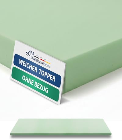 Surmatelas 160 x 200 cm - sans Housse - surmatelas Souple & Adaptable - Convient également pour Les Lits à sommiers tapissiers - 160x200cm - fabriqué en Allemagne
