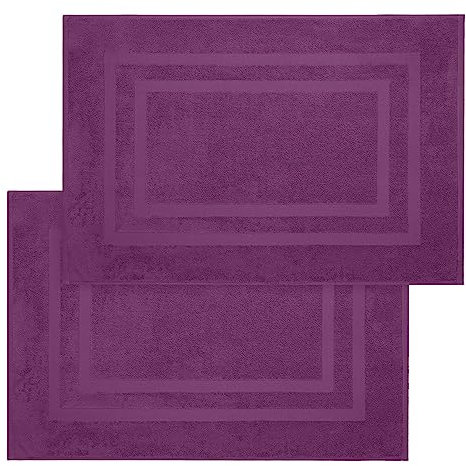 Weidemans Premium 2 Stück Badematten Set Größe 50,8 x 80 cm – 100% Baumwolle | 950 GSM | Maschinenwaschbar Hohe Saugfähigkeit | Hotel Qualität Pflaume