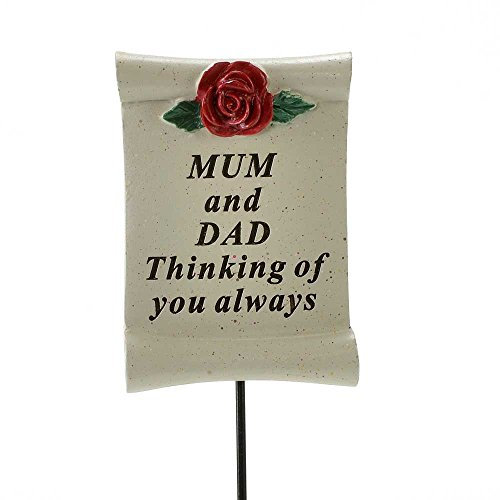 Angraves Thinking of You Mum and Dad Flower Rose Memorial Tribute Stick Graveside Plaque