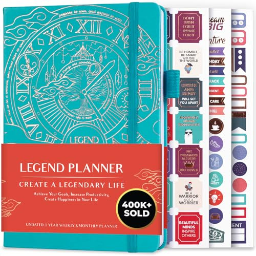 Legend Planner – Weekly & Monthly Life Planner to Hit Your Goals & Live Happier. Organizer Notebook & Productivity Journal. A5 (Turquoise)