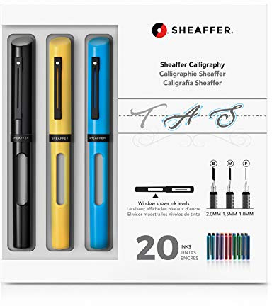 Sheaffer Calligraphy Maxi Kit with Black, Yellow, and Blue Pens and Assorted Nibs and Inks