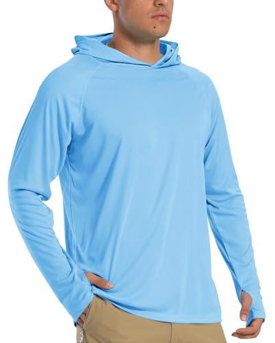 TACVASEN Hommes Sweats à Capuche UPF 50+ Protection Solaire T-Shirt à Manches Longues Sweats à Capuche à Séchage Rapide D'extérieur Chemise