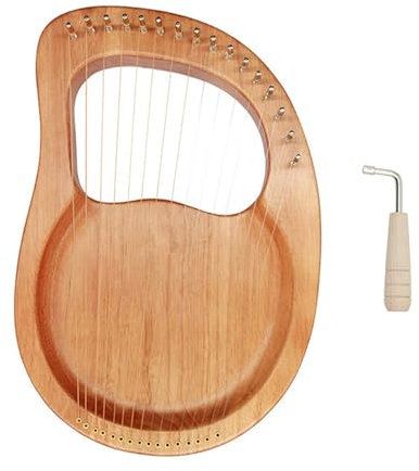 Lyre Harfe, 16 Metallsaiten Knochen Sattel Mahagoni 16-Saiter Lyre Harp Mit Stimmhammer Und Tragetasche Für Instrumentenliebhaber - Logs