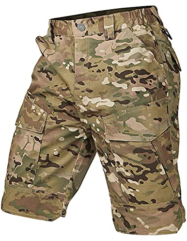 CARWORNIC Taktiska cargoshorts för män, Rip-Stop kamouflage militär utomhusvandring, vardagliga shorts med flera fickor, CP, 42