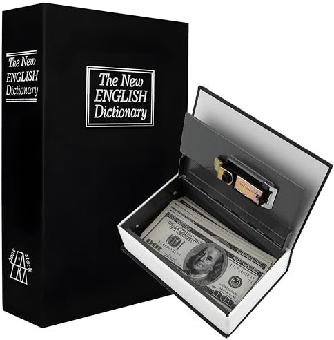 Retoo Cassaforte per libri, cassaforte per libri, cassaforte per la casa, per chiavi, denaro, documenti, contanti, gioielli, scatola di immagazzinaggio, cassaforte segreta con 2 chiavi, nascondiglio,