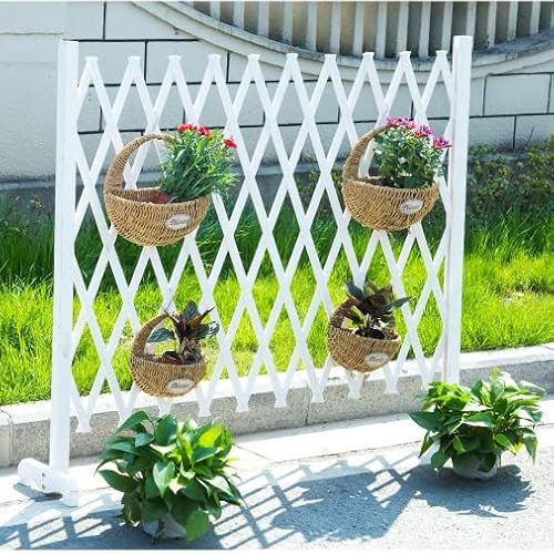 Valla de Madera Extensible para jardín, Pantalla de Planta Blanca para Interiores, Valla de Enrejado, partición Decorativa, Paneles de celosía de Madera Independientes para Exteriores
