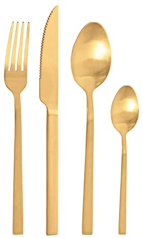 Pintinox Set da 24 Posate Serie Lucky Oro Satinato, Acciaio Inox Nichel free