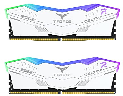 TEAMGROUP T-Force Delta Alpha RGB DDR5 Ram 32GB Kit (2x16GB) 5600MHz (PC5-44800) CL40 Desktop Memory Module Ram (bianco) AMD Memoria ottimizzata - FF8D532G5600HC40BDC01