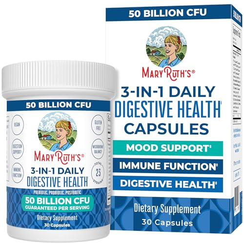 MaryRuth's 3-in-1 Probiotics for Digestive Health | Prebiotic & Postbiotic | Gut Health Supplement for Women & Men | 23 Unique Strains | Immune Support | 50 Billion CFU | 30 Servings