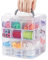 ilauke Boite de Tri Compartiment,Boîte de Rangement Empilable à 4 Niveaux Transparente avec 24 Compartiments Réglables Amovibles,Boîte de Organisateur avec Couvercle et Poignée pour Organiser Ranger