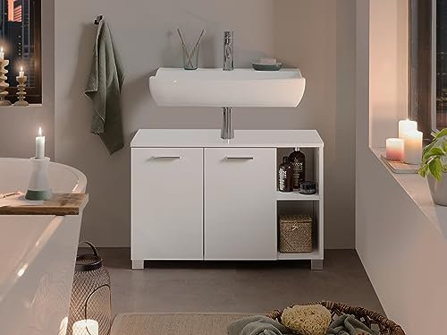 Schildmeyer 156246 Dorina Armario para Lavabo, 79,8 x 32 x 52,8 cm, Blanco Brillante
