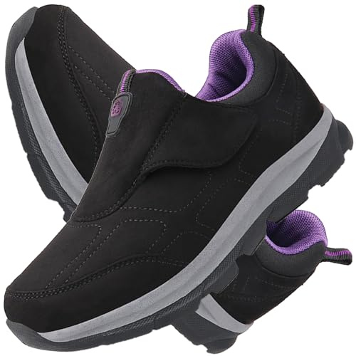 Aocase Zapatos Especiales para Juanetes Mujer Zapatos Ajustables con Cierre Zapatos para Caminar Suaves y Flexibles Sandalias ortopédicas para Caminar Extra Anchas,Women Black,38/240mm