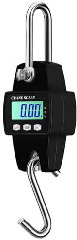 Voltix Portatile Bilancia Digitale da Appendere per Impieghi Gravosi, 300kg 600 lb Mini Bilancia a Sospensione con Display LCD e Batterie Incluse (Nero)