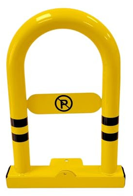 PARKING FACIL | Valla de Parking/Cepo Guardaplazas Modelo ULISES | Bloqueo Manual con Candado | Color Amarillo | Incluye Tornillería y Candado | 1 Unidad