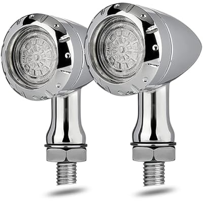 Intermitentes Moto homologados Luces Intermitentes Tipo Bala para Motocicleta Intermitentes Moto(Silver)