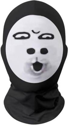 Nyhet ansiktsmask balaclava, emoji-mask rolig ansiktsmask, svart och vitt uttryck design, heltäckande huvudskydd, Svart, 7