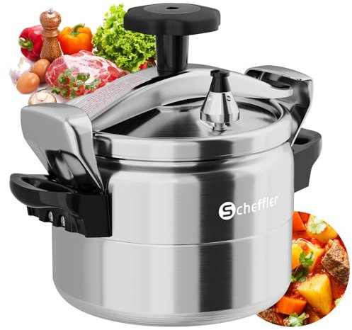 Schnellkochtopf Scheffler Schnellkochtopf Induktion Dampfkochtopf (7 L, Ø24cm), für alle Herdarten, Pressure Cooker Mit 3 Sicherheitssystem, Silber