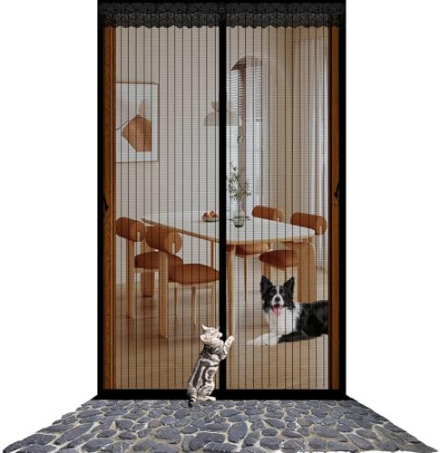 Fliegengitter Fenster 50 x 100 cm Automatisches Schließen, Montage Ohne Bohren, Fliegengitter Fenster Ohne Bohren Insektenschutzvorhang für Balkontüren, Terrassentüren, Schwarz