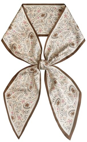 Hymeiluely Silk Hair Scarf for Women Fashion Headscarf Lightweight Neck Bandanas for Purse Scarf Handbag Accessories (White Paisley(5.9 X 53inch))