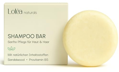 Festes Shampoo Sandelholz – Natürliches Shampoo Bar ohne Plastik, Silikone & Parabene – Lotea Naturals – Feuchtigkeitsspendend für Damen & Herren – 58 g
