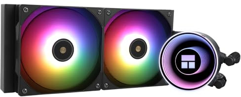 TR-Thermalright Frozen Notte 240 Black ARGB V2 Liquid CPU Cooler - Effetto Luce Specchio Infinito, Raffreddamento Aio da 240mm, Doppia Ventola PWM da 2000RPM, per AM4/AM5, Intel LGA1851/1700/115x