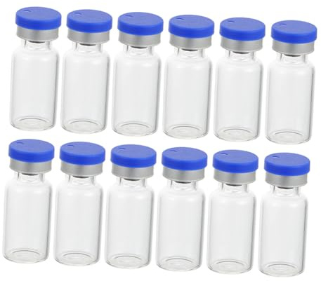 IMIKEYA Lot de 50 Flacons en Verre 3 Ml avec Bouchon Silicone Étanche Petites Bouteilles Transparentes pour Stockage de Liquides et Poudres pour Laboratoire Chimie et Pharmacie