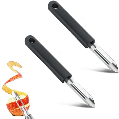 Powerruif 2PCS Pelador de Patatas Pelapatatas Pelador de Verduras, Hoja de Acero Inoxidable Mango de Polipropileno 16.8cm Mango Ergonómico y Antideslizante para Pelar Papas Zanahorias y Todo Tipo