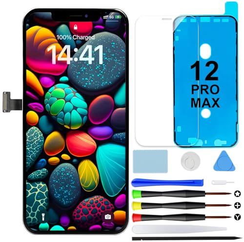 GOLDWANGWANG Écran pour iPhone 12 Pro Max de Remplacement, 6,7 Pouces LCD HD avec 3D Tactile Digitizer Kit de Réparation et Protecteur Écran