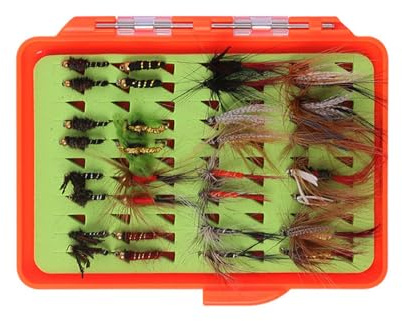 doorslay 30PCS Fly Fishing Assortment Set, Simulated Fly Hooks Lures for Trout Bass, with Enduring ABS/PP Structure, Suitable for Bees, Fish Bait (81122CX32(32pcs))